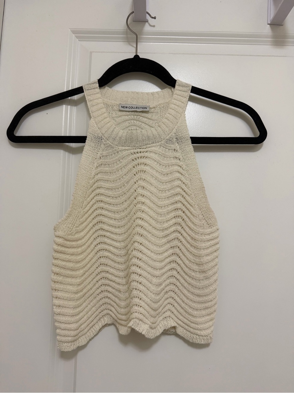 Cream Knit Halter Tank Top